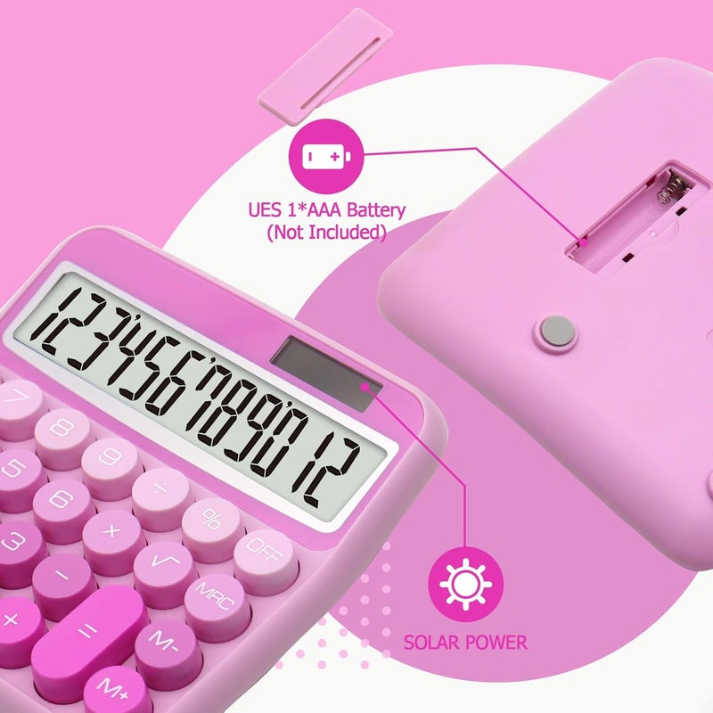 UPSIME Gradient Pink Calculator, Big Button Calculator with Large LCD Display, Hot Pink Office Desk Accessory for Offices, Schools, Homes and Businesses - Image 3